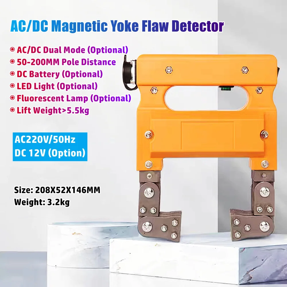 AC/DC Magnetic Particle Flaw Detector Magnet Flux Magnetic Yoke Tester Magnetized Metal Surface Crack Detector LED Light UV Lamp