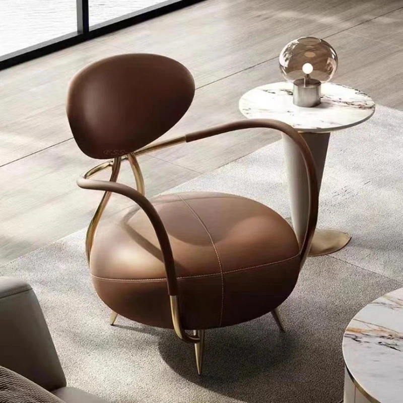 Single sofa villa living room home backrest modern leather leisure reception lazy chair