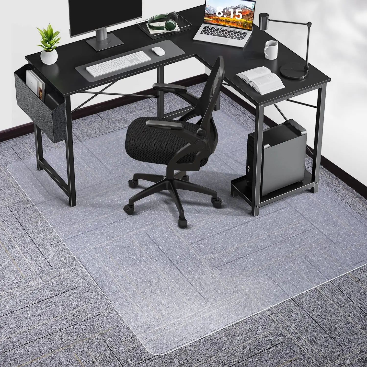 

46x60 Inch Heavy Duty Vinyl Chair Mat for Carpeted Floors, Non-Slip Grip Protects Low-Pile Carpets