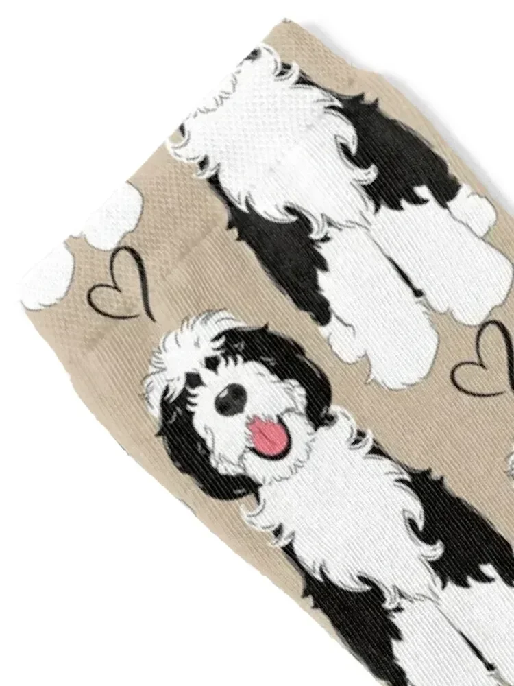 LOVE Black and White Sheepadoodle 1 Socks Antiskid soccer men cotton high quality Crossfit Men's Socks Women's