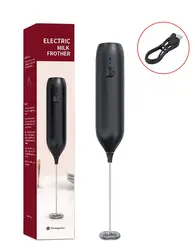 Espumador de leche eléctrico, Mini máquina de espuma de acero inoxidable 304, Cable USB tipo C recargable, mezclador de bebidas, batidor para café