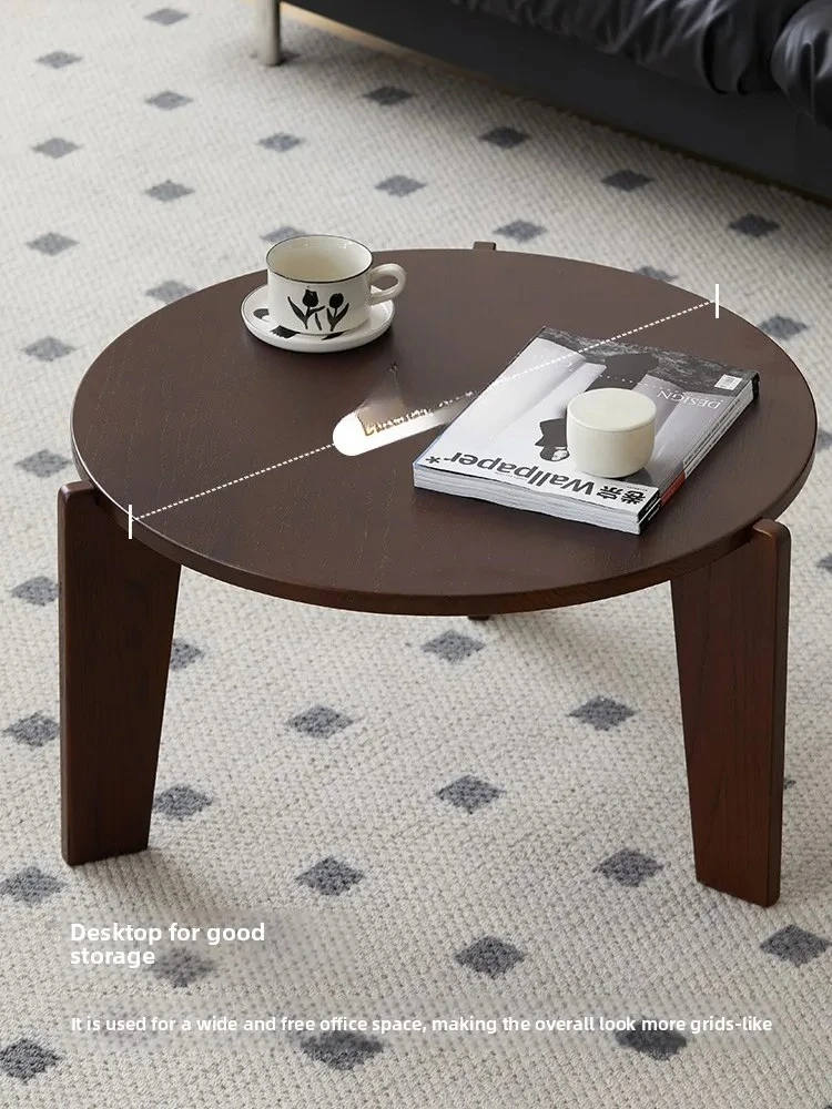 ZZ غرفة المعيشة المنزلية الخشب الصلب طاولة القهوة المستديرة القرون الوسطى شقة صغيرة طاولة القهوة B & B وابي سابي طاولة القهوة الرياح #3