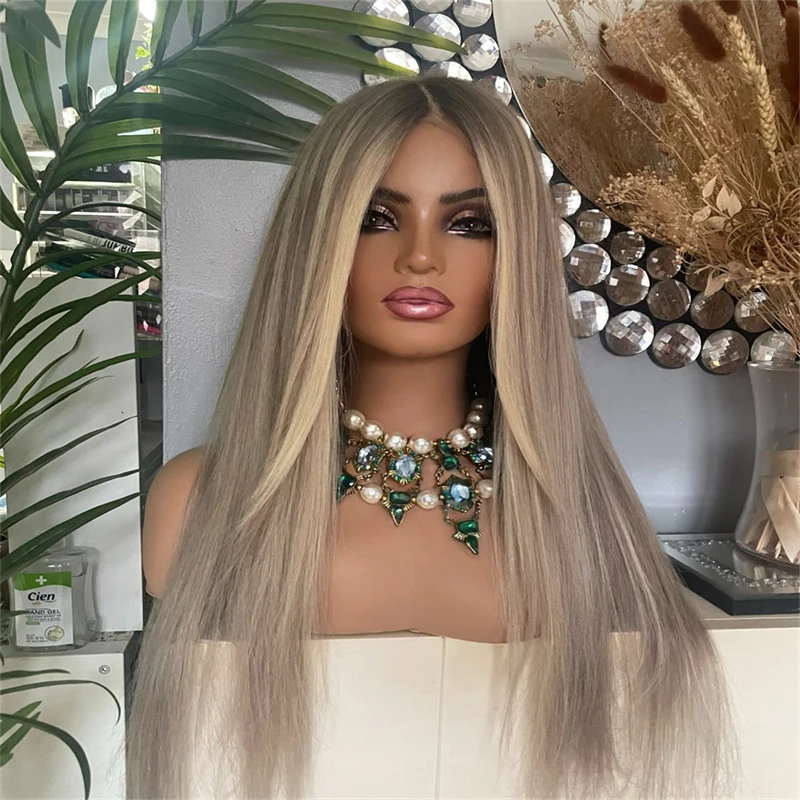 Natural Layered Cut Lace Front Wig Golden Blonde Wigs Silky Straight Style Synthetic Cosplay Futura Lace Wigs Premium HD Wig