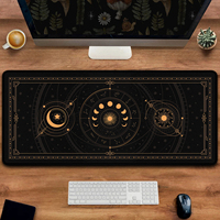 Celestial Mousepad Astrology Moon Phase Cycle In Black And Gold Stars In Space Horoscope Zodiac Desk Mat Mystical Mouse Pads