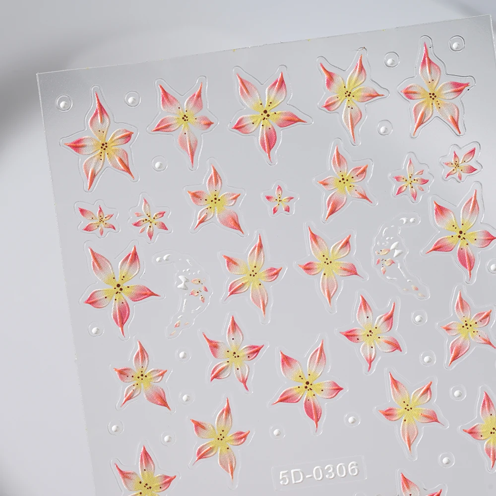 1 個 5D ユリの花ネイルステッカー春夏ゼリー花自己粘着デカールネイルアート装飾甘いマニキュアアクセサリー