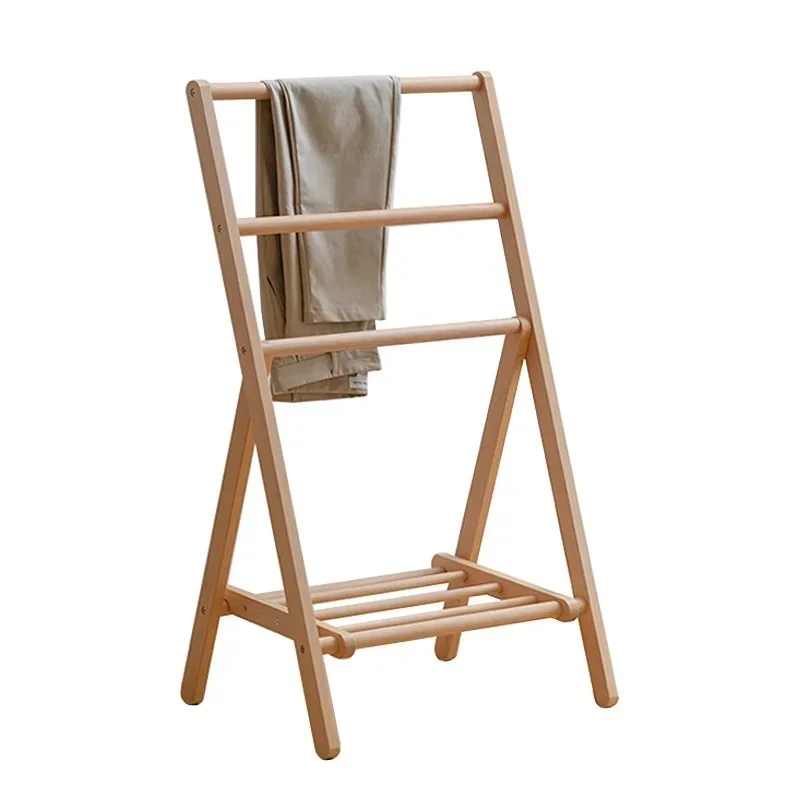 Solid Wood Clothes Storage Rack Foldable Towel & Pants Organizer Magic Bedside System for Bedroom Space-Saving Design