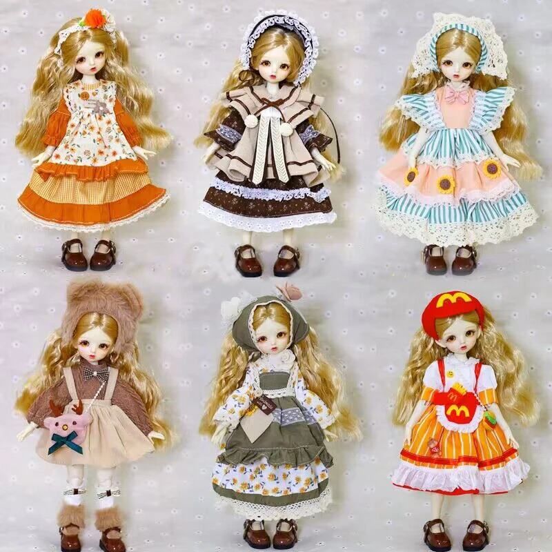 Cute 30cm Doll Lolita Dress Changing Clothes 1/6 BJD Doll Outfit Set Girl Toy Gift Doll Accessories