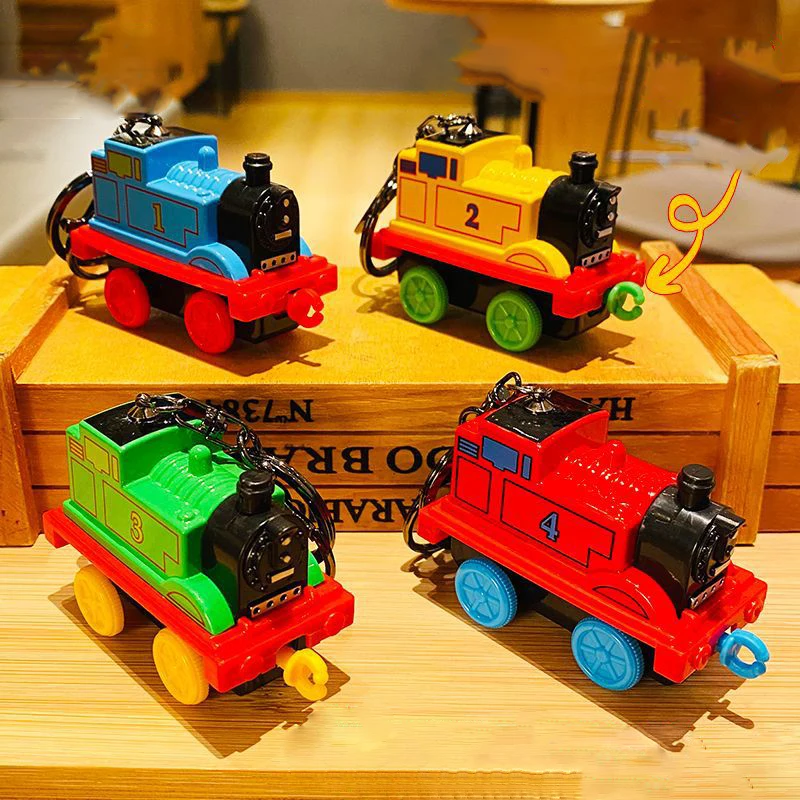 Cartoon Number One Pull Back Small Train Key Chain Cute Three Color Steam Power Train Head Toy Keychain Couple Bag Pendant Gift