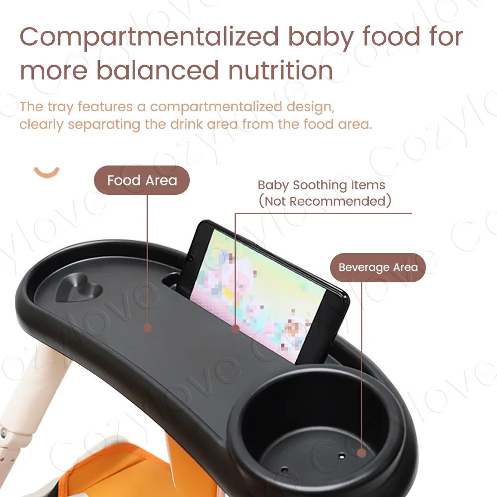Detachable Stroller Snack Tray with Cup Slot | Universal Fit for Most Strollers, BPA-Free for Toddler Self-Feeding - view 3
