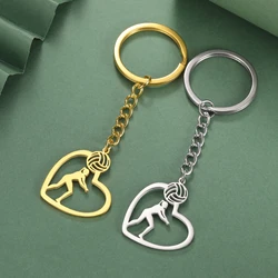 Volleyball cushion posture heart pendant keychain stainless steel men's and women's volleyball enthusiasts jewelry gift wholesal