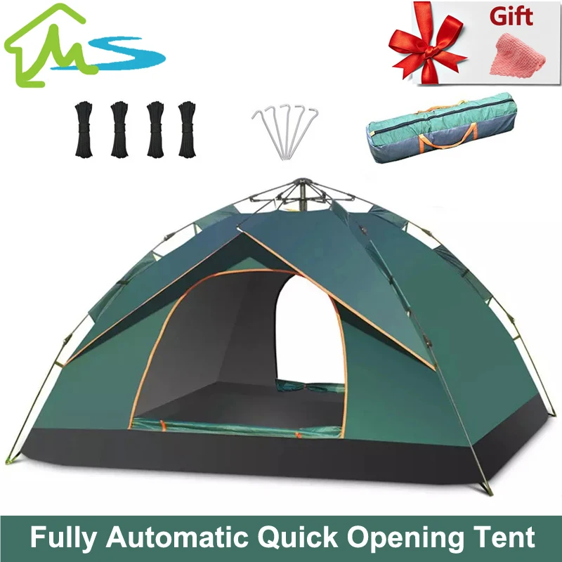 3-4 Person Outdoor Automatic Quick Open Tent Waterproof Tent Camping Family Outdoor Llightweight Instant Setup Tourist Tent