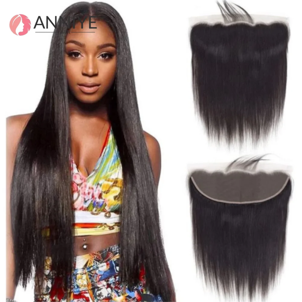 

13x4 Straight Frontal Brazilian Human Hair Free Part 13x4 Transparent Lace Frontal Natural Color Only 100% Remy Human Hair 12A