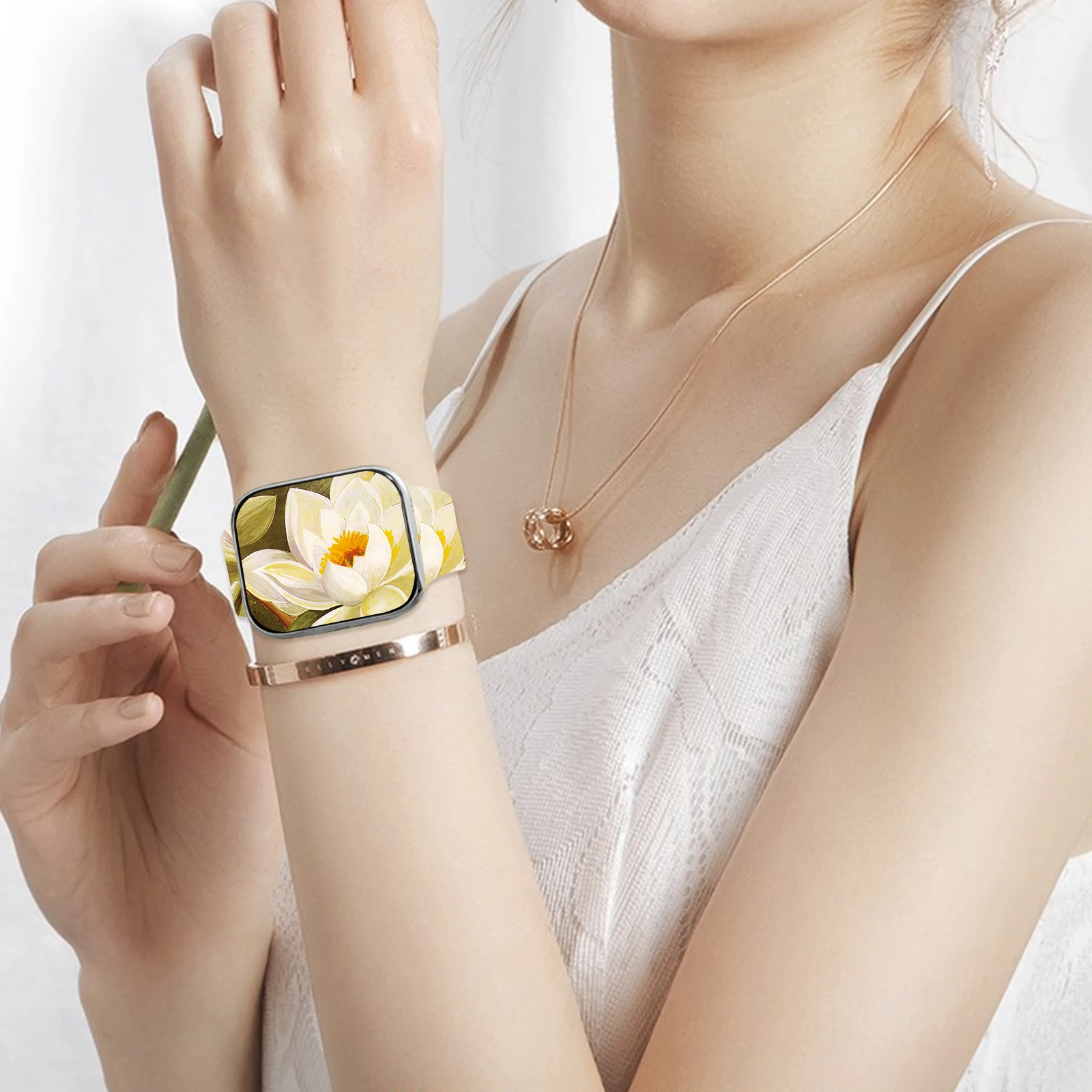 سلسلة الزهور طباعة حزام لساعة أبل 10 9 8 7 سيليكون الفرقة استبدال سوار ل iWatch 46 مللي متر 44 مللي متر 42 مللي متر 41 مللي متر حزام الساعات