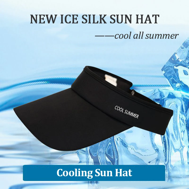 Cooling Stretchy Visor Ice Silk Long Brim Empty Top Hat Summer UV Protection Men Sun Hats Cycling Running Sports Golf Visor Cap