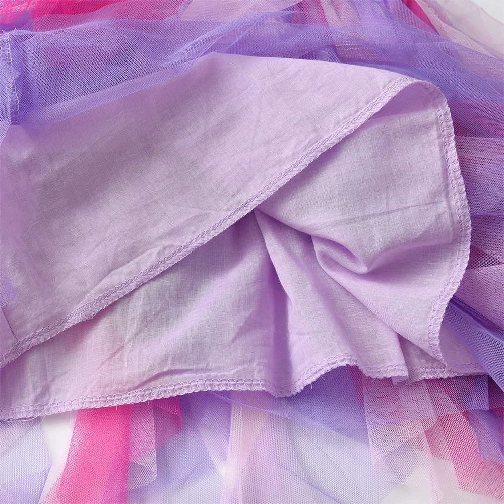 Vikita Mädchen Prinzessin Kleid Langarm Kinder Meerjungfrau Druck Kleid Kinder unregelmäßigen Ballkleid Tutu Mädchen Party Tüll Kostüme – Detail 5