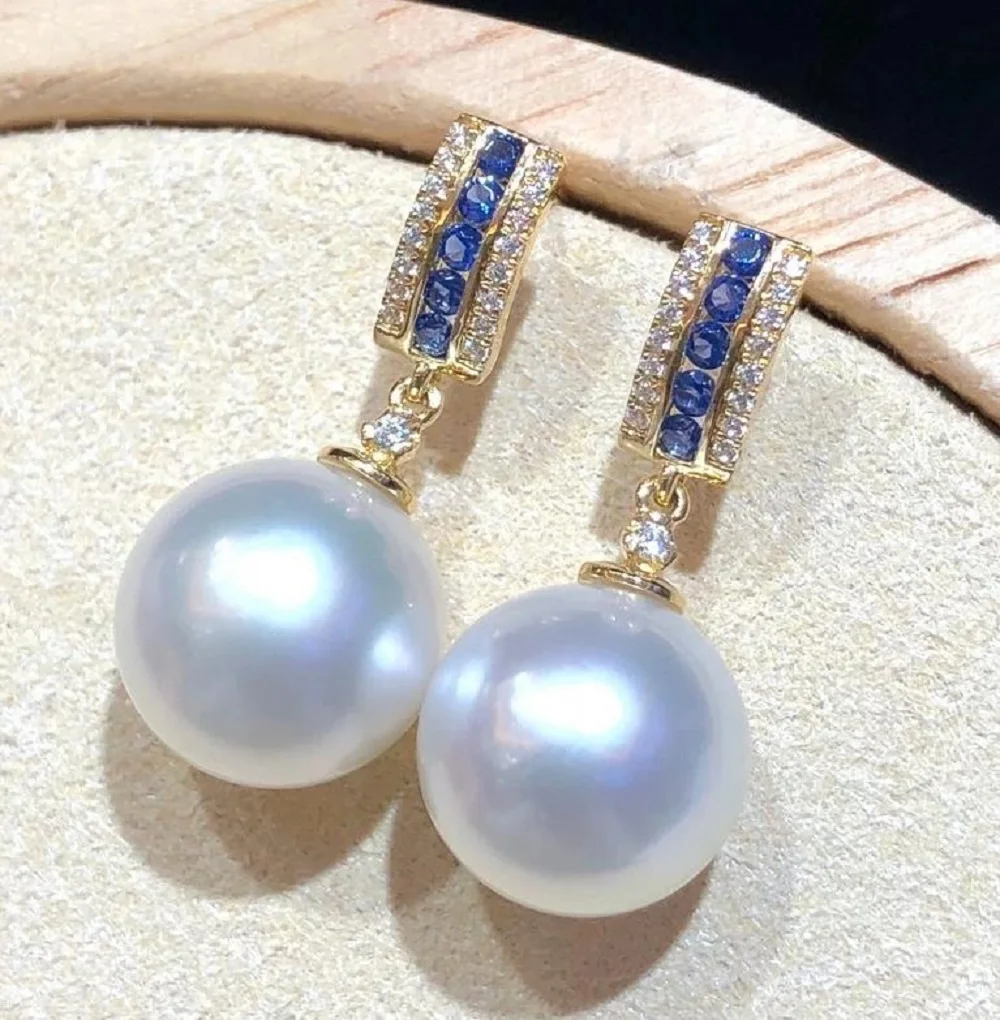 S925 Pure Silver Fashionable and Simple Earrings AAA 8-9mm 9-10mm 10-11mm Natural South Sea pearl Earrings