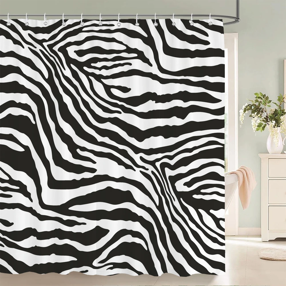 Zebra Dier Douche Gordijnen Met Haken Waterdicht 3d Badkamer Gordijnen Decoratie 180*240Cm Afdrukken Wasbare Bad Scherm