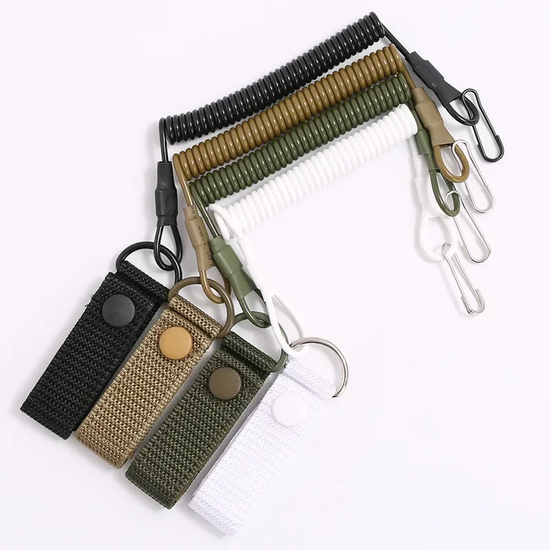 

Outdoor Tactical Retractable Spring Elastic Rope Anti-lost Elastic Lanyard Strap Phone Keychain Portable Fishing Lanyards Tools