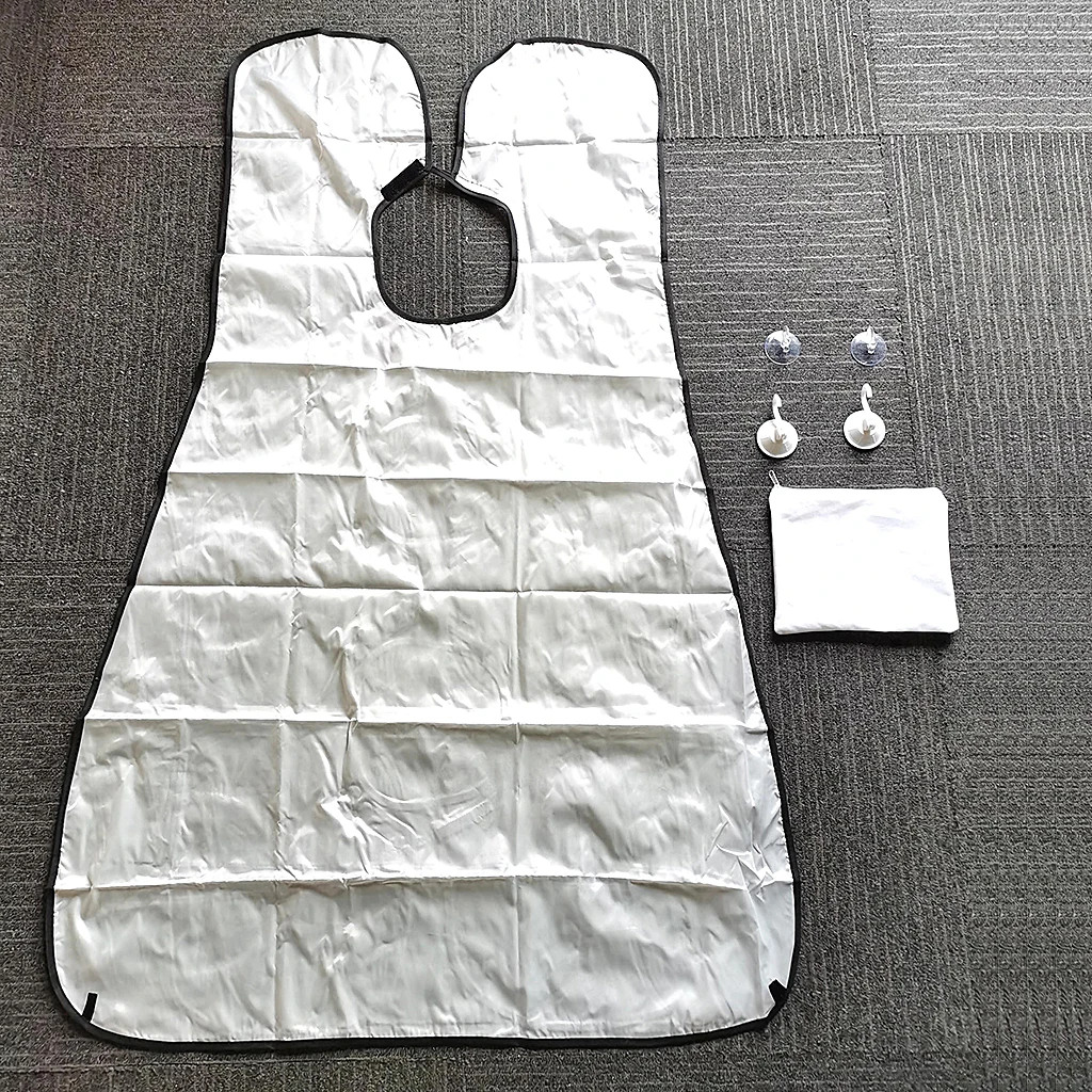 No static Anti-scratch Waterproof Non-Stick Hair Cutting Beard Shaving Apron Cape Hair Catcher w/ 4pcs Suction Cups for Men