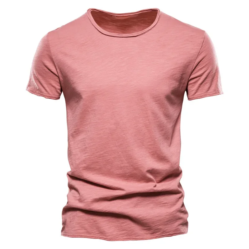 Hoge Kwaliteit Effen Kleur T-shirt Mannen Casual O-hals Top Tees Mannen Zomer Nieuwe Klassieke 100% Katoenen T-shirt Voor Mannen