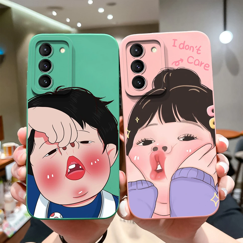 Phone Case For Samsung Galaxy S21 S21Ultra S21Plus S21FE Cute Creative Style Liquid Silicone Shockproof Back Covers Fundas Coque