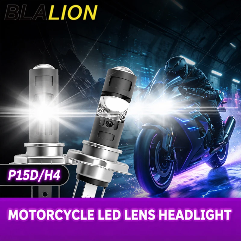 BLALION P15D H4 LED White Motorcycle Headlight Bulbs 6000LM Hi Lo Beam Lens Headlight Bulb for Motorctycle Headlamp Accessories