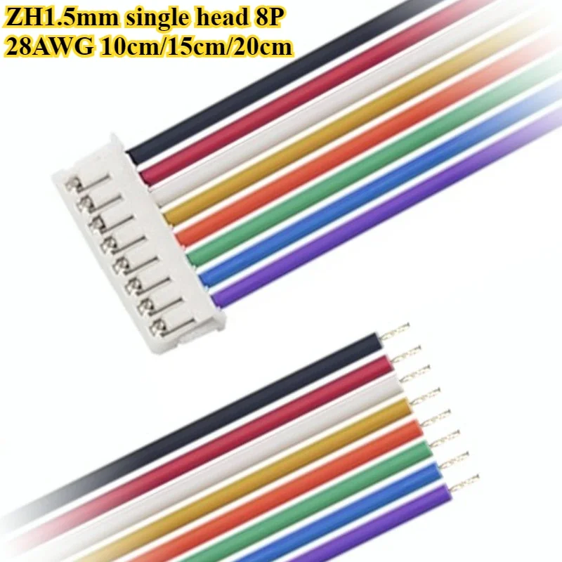 ZH 1.5mm Pitch Single Head 2P/3P/4P/5P/6P/7P/8P/9P/10P Pin Terminal Wire Length 10/15/20CM 28AWG Electronic Wire Connector