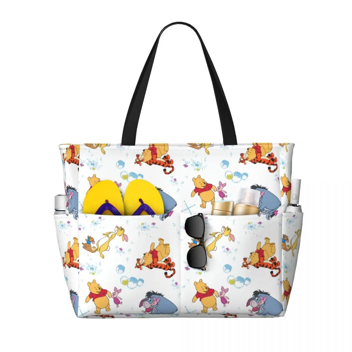 Custom Winnie The Pooh Tote Bag Women Big Capacity Cartoon Bear Beach Gym Travel Bags