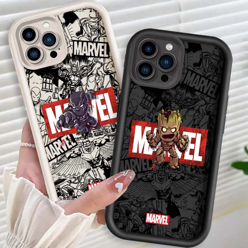 

Marvel Spiderman Groot Art для Apple iPhone 17 Air 16 16E 15 14 13 12 11 Pro Max Plus Mini Eye Ladder Мягкий чехол для телефона