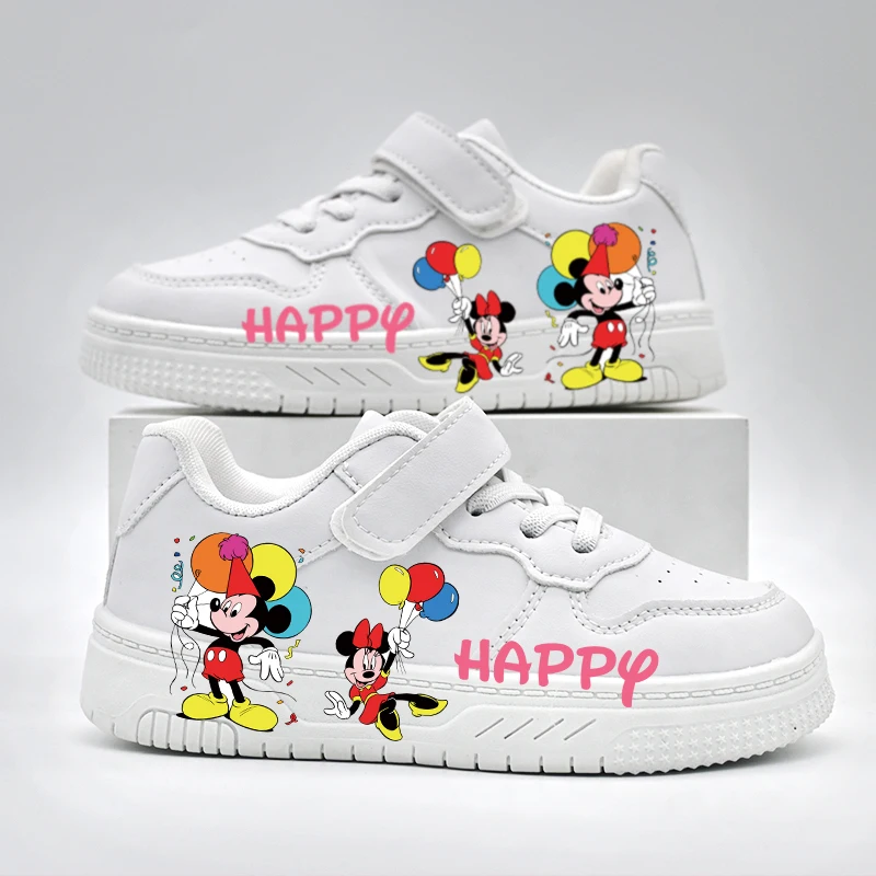 Children's Cartoon Casual Sneakers Kids Boys Fashion New Design Anti-slip White Sport Shoes Student Pu Leather Outdoor Shoes