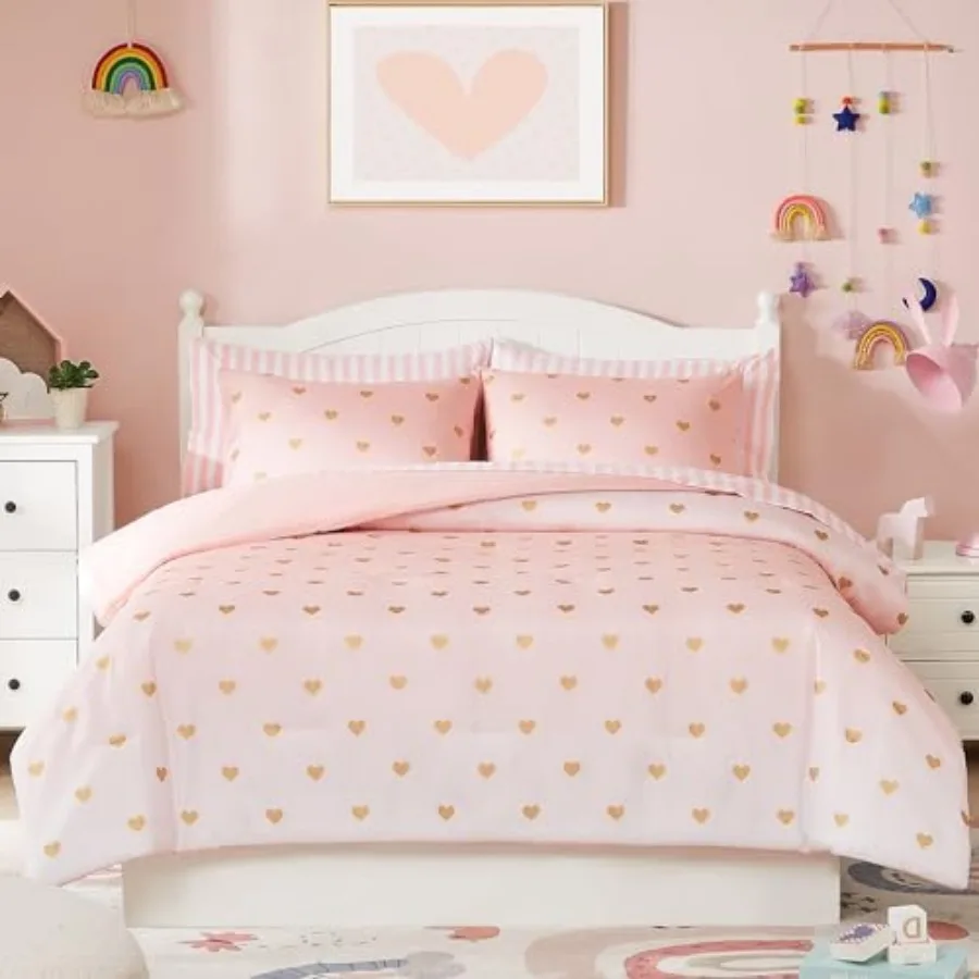 

Comforter Set with Sheets for Girls-5 Pieces Bedding Sets with Pink White Gradient Comforter, Sheets, Pillowcase and Sham for,6