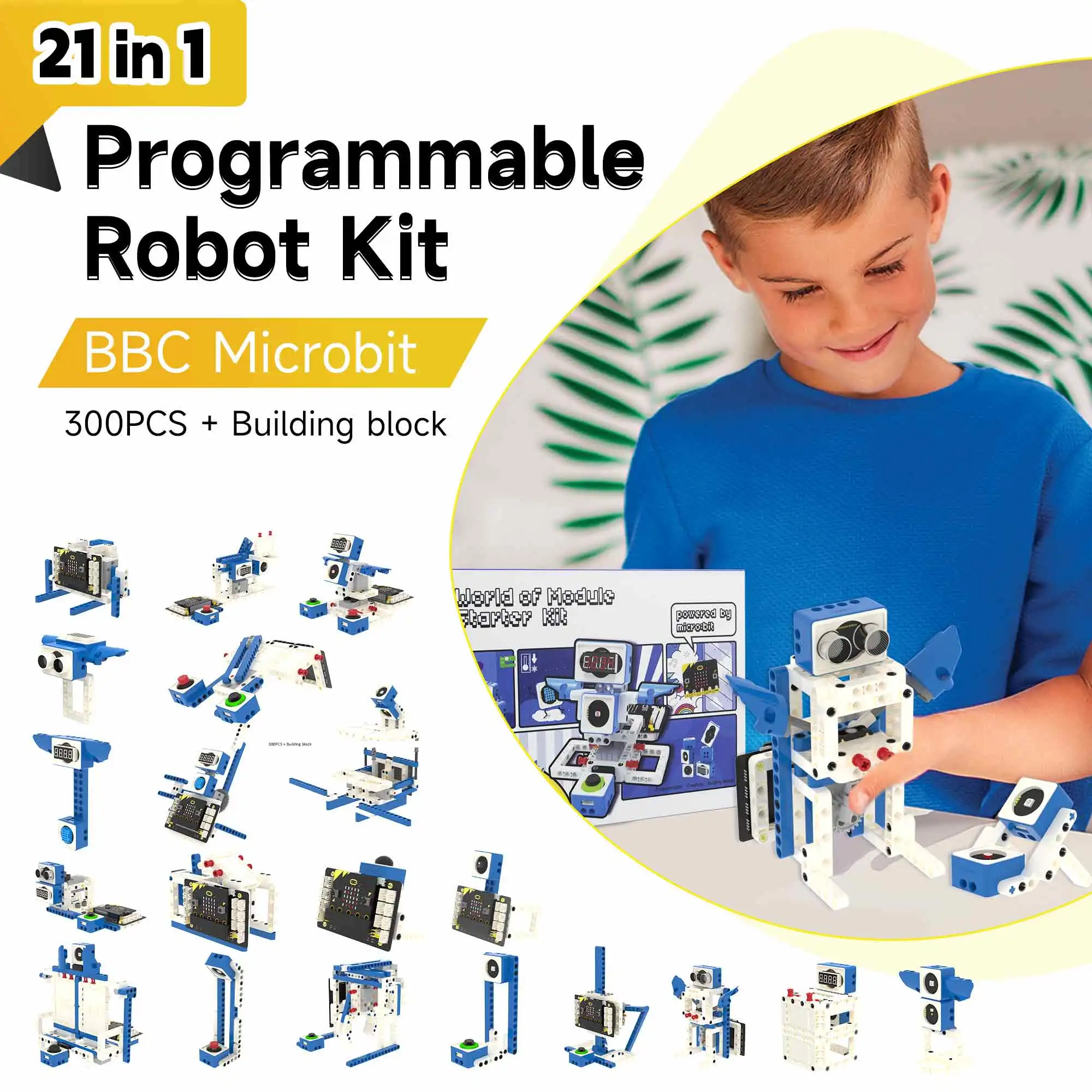 Imagem -02 - Microbit v2 Robótica Kit para Crianças Faça Você Mesmo Sensor Eletrônico Brinquedo Programável Suporta Programação Makecode Python 21 em 1