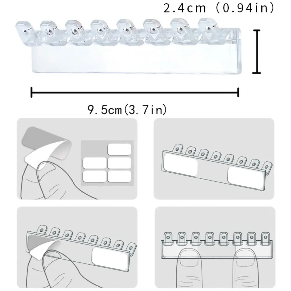 6Pcs Plastic Jewelry Display Rack Adhesive Paste Wall Hanger Jewelry Hanging Hooks Earrings Necklaces Transparent