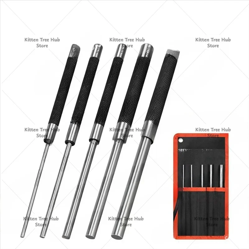 Roll Pin Punch Set(5-Piece), 8-Inch Carbon Steel Pin Punch Tool Kit(1/8