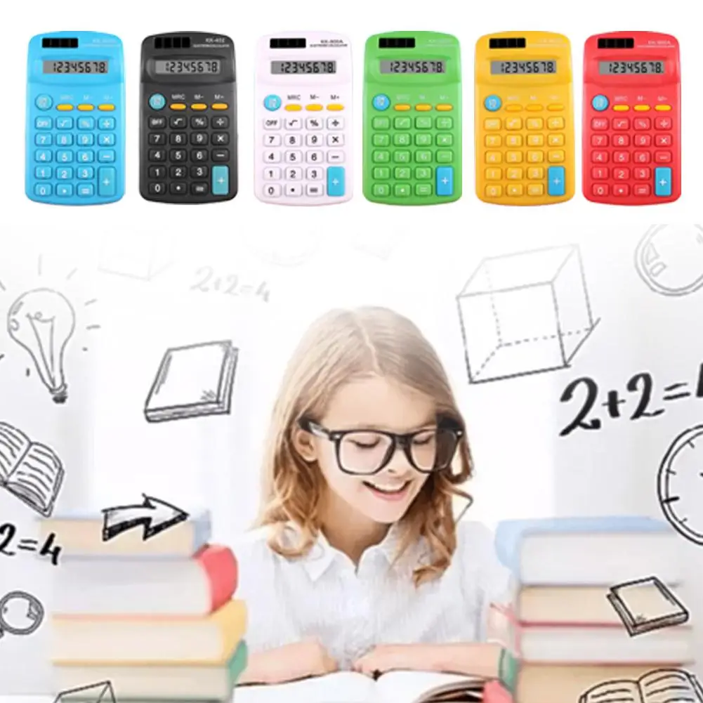 ﻿   آلة حاسبة بالطاقة الشمسية الصغيرة آلة حاسبة محمولة لطيف 8 أرقام LCD آلة حاسبة إلكترونية المنزل مكتب المدرسة الابتدائية التدريس المورد