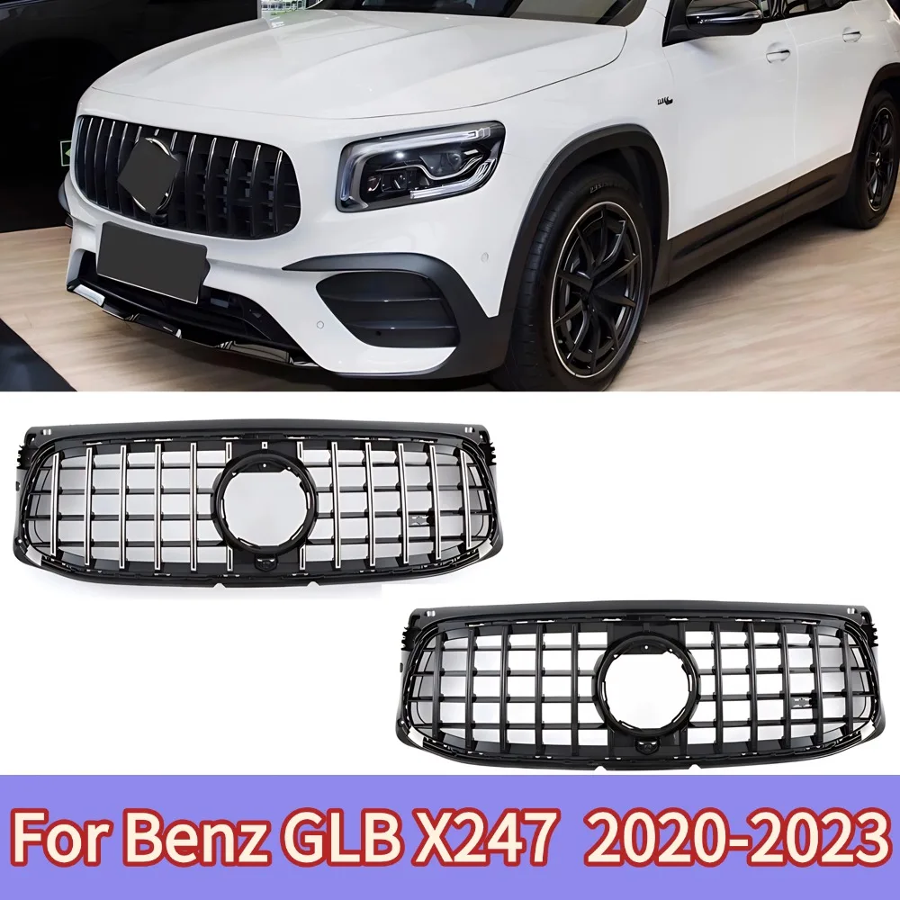 GTR Style Front Radiator Grid + Bumper Grille + Inlet Grill Complete Kit - Perfect Match for Mercedes Benz X247 GLB-Class (2020,