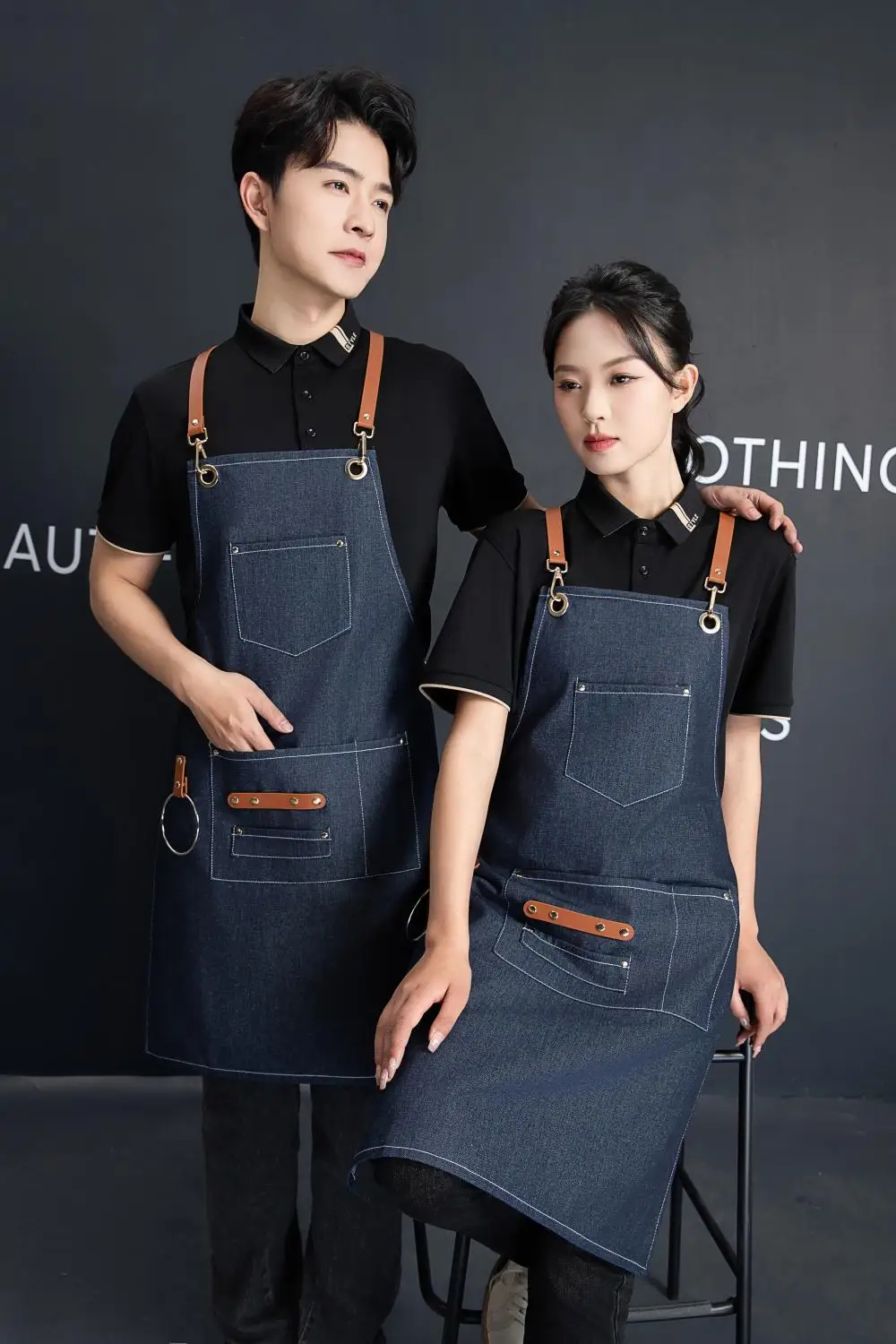 Customized your logo new fashion casual men and women Denim apron