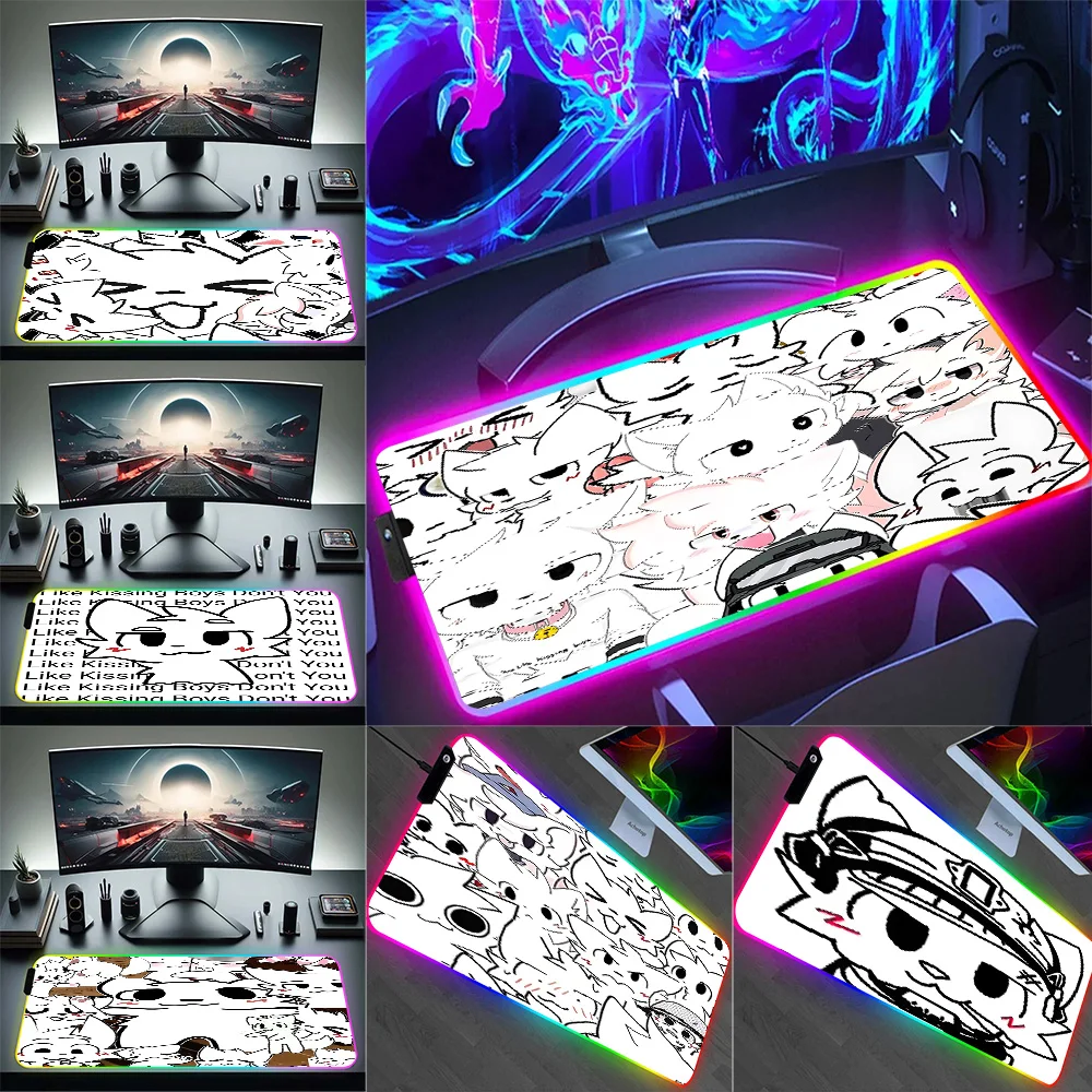 

Cartoon BoykisserS SillyS RGB Pc Gamer Keyboard Mouse Pad Mousepad LED Glowing Mouse Mats Rubber Gaming Computer Mausepad