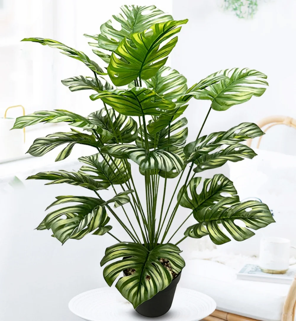 Big Size Leaves Hyphosis Green Plant Artificial Plants Turtle Leaf Simulated Bonsai Potted Ornament Office Desk Home Room Decor