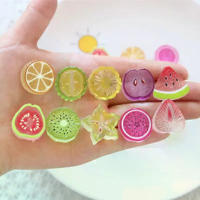 10pcs Mini Kawaii Cute Watermelon Fruit Flat Back Cabochons Scrapbook Diy Party Hairpin Accessories Home Decoration Craft