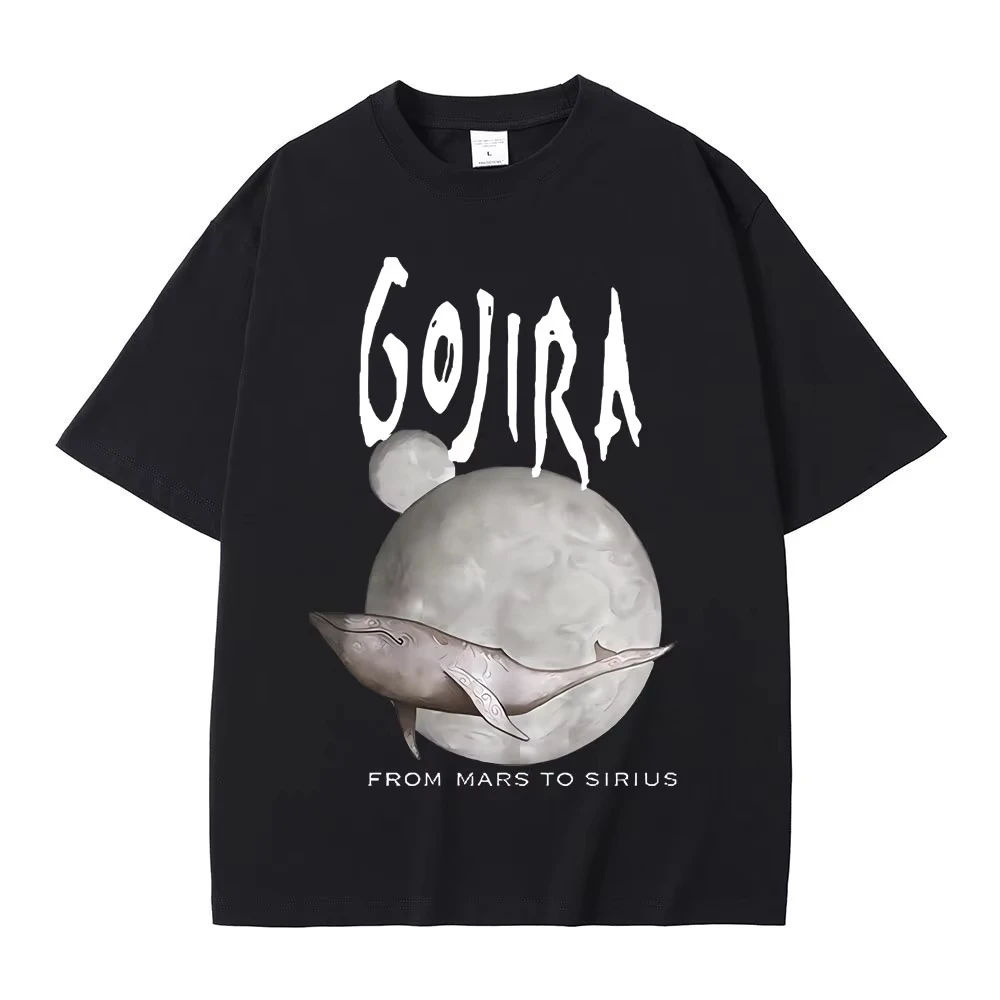 メンズ・レディース ヴィンテージ ゴシック ロック Tシャツ フランス メタルバンド ゴジラ から火星へ シリウスへ 飛ぶクジラ 音楽アルバム グラフィック Tシャツ