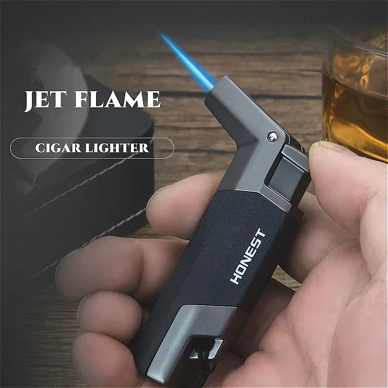 Honest Portable Mini Cigar Lighter Windproof Jet Flame Tobacco Pipe Butane Gas Torch Lighter Smoking Accessories Gifts for Men