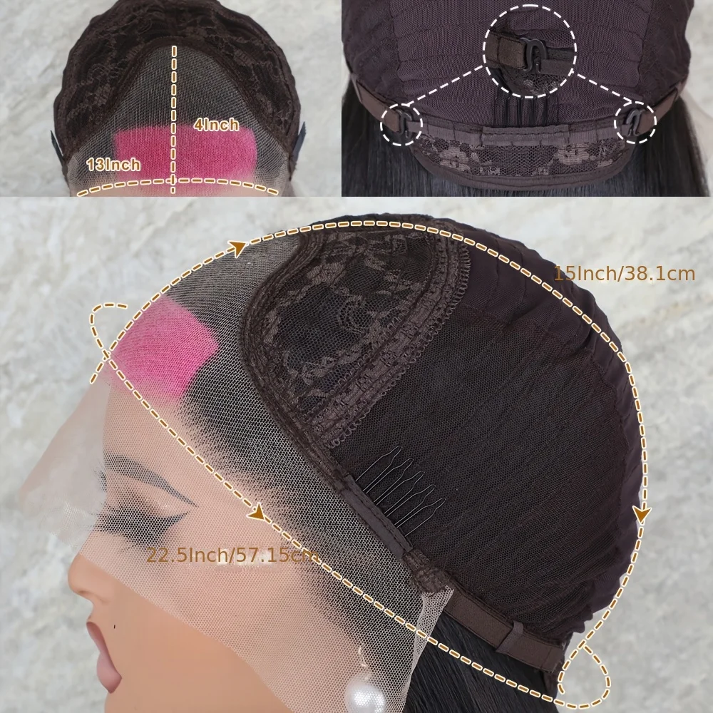 Long Straight Synthetic Lace Front Wigs Glueless Rose Red Highlights Black Color Hair Wigs 13x4 Free Part Skunk Stripe Party Wig image 6