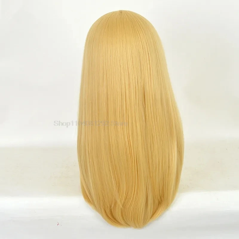 60CM Alice Yellow Golden Cosplay Wig Straight Long Synthetic Hair Costume Party Halloween Wigs Headwear In Wonderland