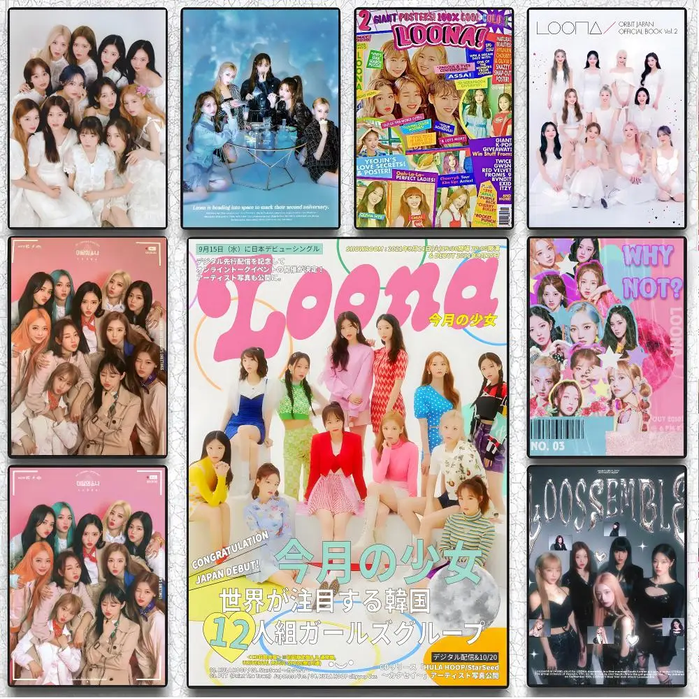 K-pop Girl Group LOONA Poster Artistic Peel-Off Wall Decor, Indoor Outdoor Home Ornament for Collectors
