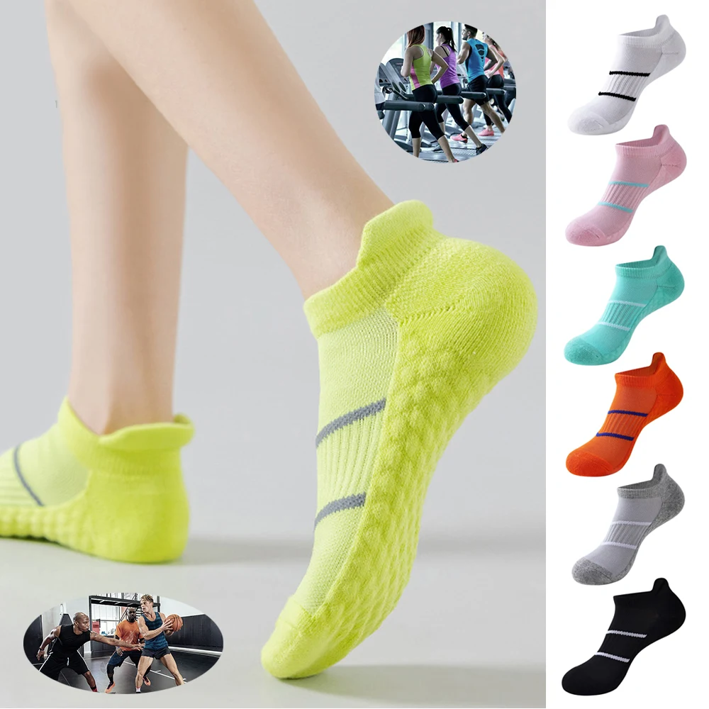 Men Sports Socks Towel Bottom Socks Solid Color Hosiery Running Socks Foot Ankle Socks Breathable Sweat Absorbent Fashion Lady