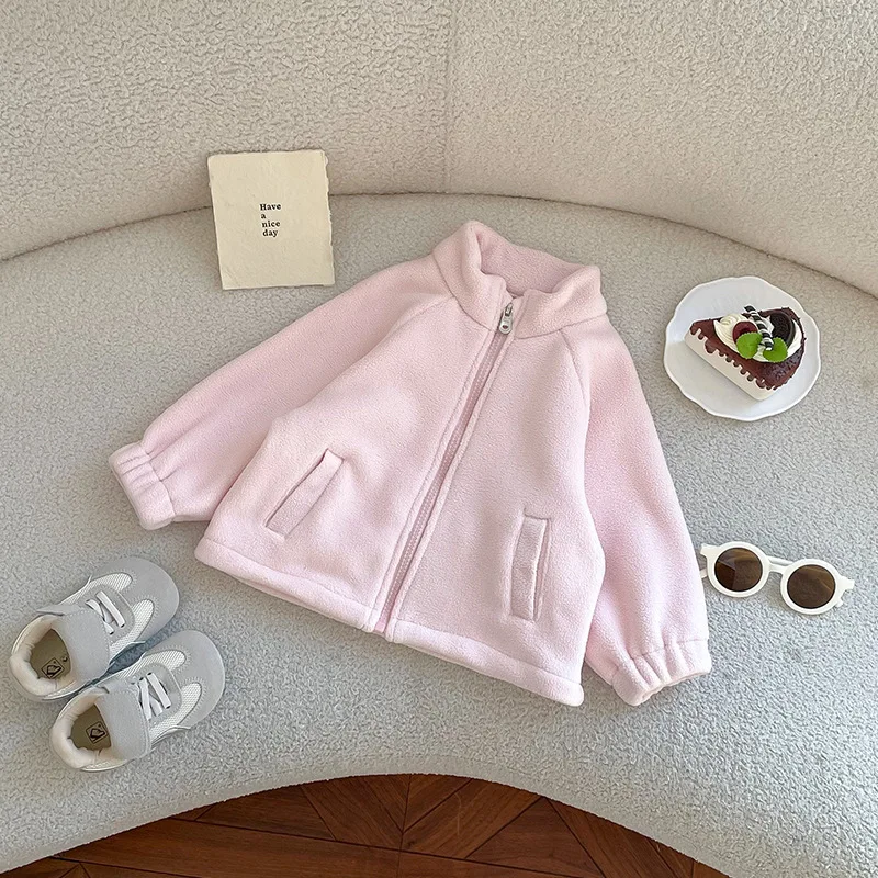 Girls' Coat 2026 Autumn and Winter New Children's Clothing Korean Style Girl Baby Standing Collar Polar Fleecy Coat