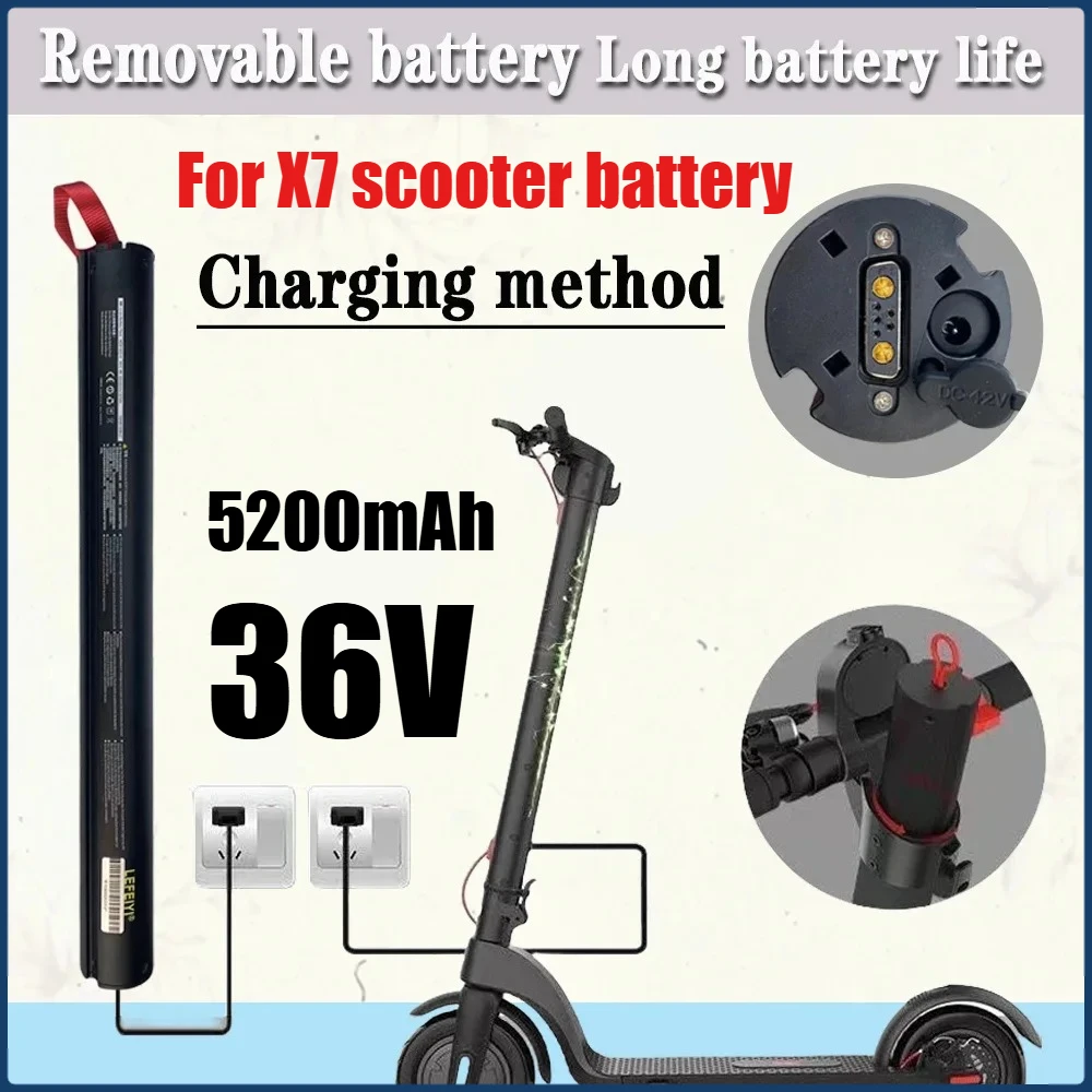 

36V 5200mAh HX X7 Rechargeable Lithium Battery Pack for Scooter 187Wh HX Scooter Battery Accessories Replacement Part