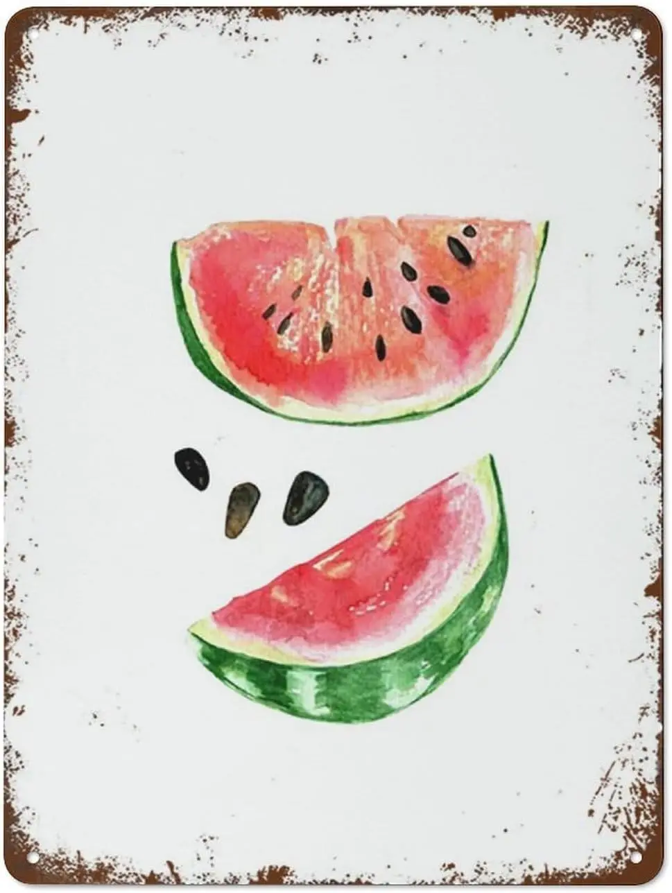 Watermelon Watercolor Summer Ornamental Horticulture High Gloss Metal Vintage Flower Prints Funny Tin Signs Gift Prank Bar