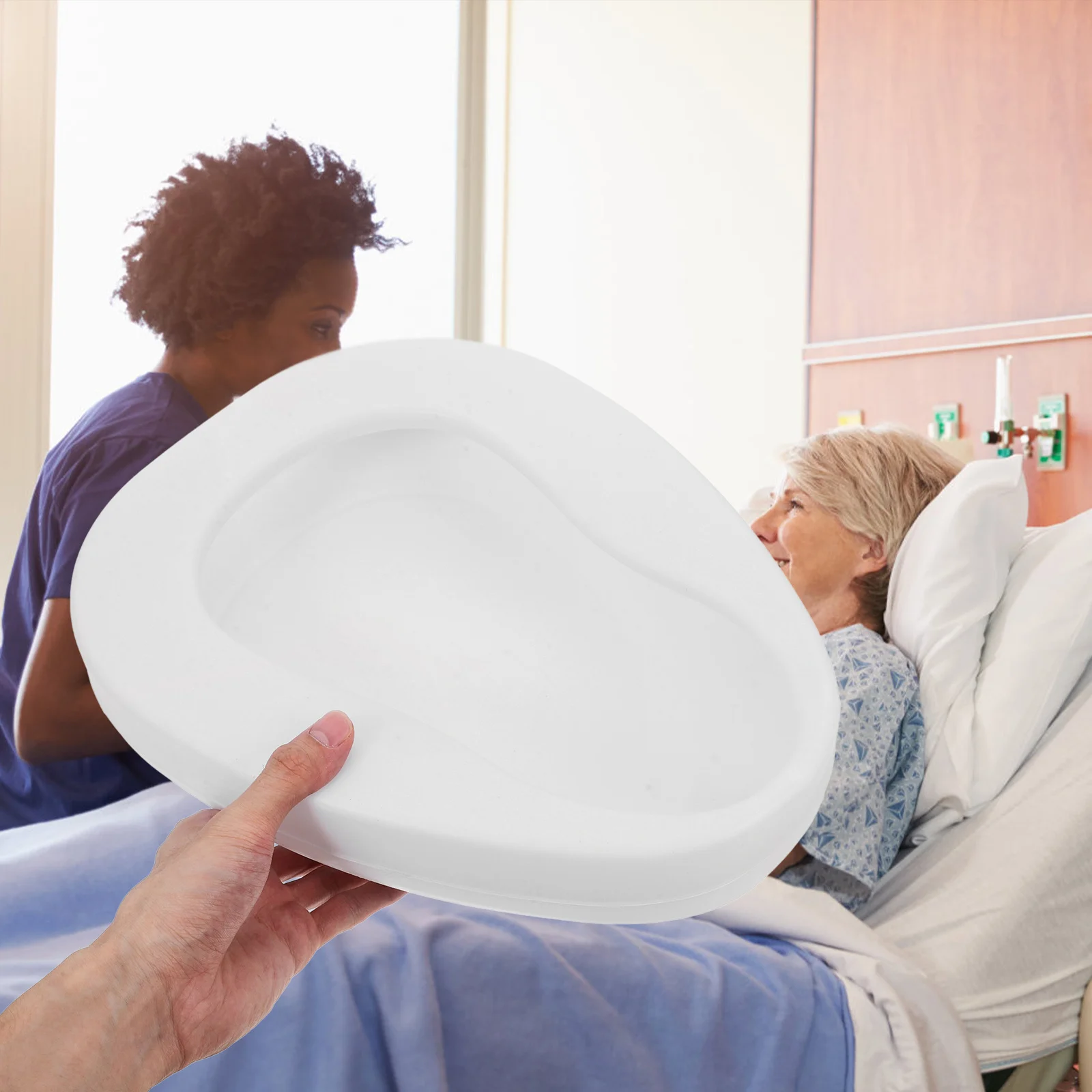 

Portable Bed Pan for Elderly Women Men Pregnant Patients - Spill-Proof Reusable Plastic Urinal and Bedside Commode Care Supplies